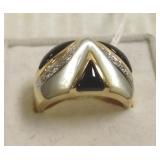 14k gold band set with diamonds, black onyx &