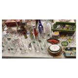 Large group of advertising drinkware, shot glasses