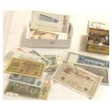 Group of assorted coins & currency - foreign, etc.