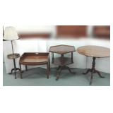 2 vintage pedestal lamp tables, a butler