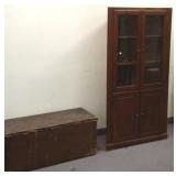 Antique pine blanket chest & a corner cabinet