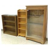 Oak bookcase & 2 wooden bookshelves