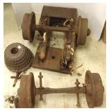 Antique mining cart & a boring head