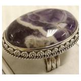 Sterling ring set with large cabochon amethyst