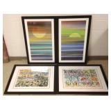 4 large framed pencil signed & numbered etc.