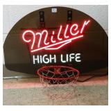 Miller High Life basketball hoop neon sign