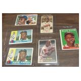6 Hank Aaron baseball cards including damaged