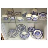 Group of blue willow china