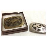 Sterling belt buckle signed B. Dawahoya & a mining