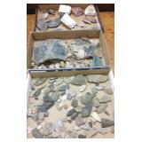Group of found arrowheads & dug pottery shards
