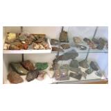 Large group of minerals & rocks including copper &