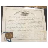 Signed Grover Cleveland 1886 Postmaster