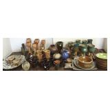 Large group of studio pottery including goblets,