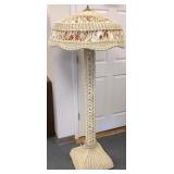 Vintage wicker floor lamp with shade