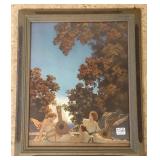 Vintage framed Parrish print- The Lute Players