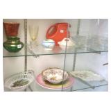 Group including hand painted china, glassware,
