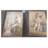 2 French 19th century signed highlighted lithos-