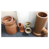 Group of pottery sewer tiles some marked Red