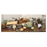 Largre group including butter churns, kitchen jars