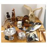 Group including cast iron bank, sterling & glass