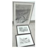 Framed signed Victor Pepion 2/24/39 charcoal