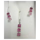 14k white gold & pink sapphire pendant &