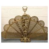 Figural brass folding fireplace screen