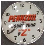 Pam Clock Co. Pennzoil electric wall clock