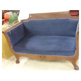 Clawfoot Empire style upholstered loveseat