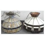 2 slag glass hanging fixtures