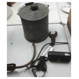 Group including model train car, R.R. wrench,