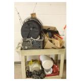 Large group of fishing items, reels, ice fishing,