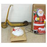 2 vintage plastic Santa etc. light ups & a metal