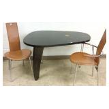 Contemporary computer desk with 2 Italian leather