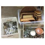 Group including wooden ware, glass mugs, etc.