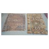 2 antique handmade Persian rugs approx 3