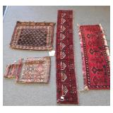 4 small oriental bag faces, tent flaps, etc