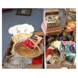 Group advertising paper items, postcards, metal