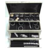 Jewelry box with vintage rhinestone etc. jewelry