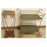 Metal plantstand & a metal cart