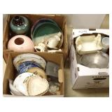 Group including Belleek, Waterford, studio pottery