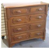 Carved Victorian walnut 4 drawer chest