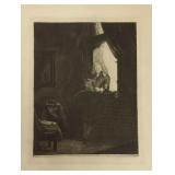 Rembrandt marked etching portrait dated 1647-