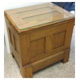 Oak lift top parlor ice box