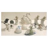 Large group of Lladro figures- swan, dog,