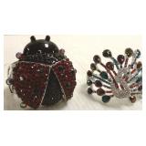 2 costume hinged bracelets set with stones