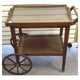 Antique mahogany rolling teacart
