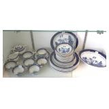 Group of assorted Blue Willow china