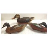 3 wooden decoys - some signed