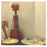 Group including pottery trays, a vase & a large